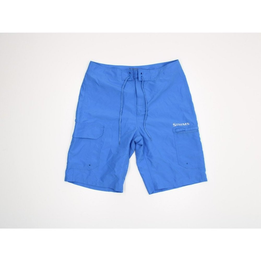 SIMMS Mens 34 Board Shorts Blue SolarFlex Unlined Drawstring Fishing
